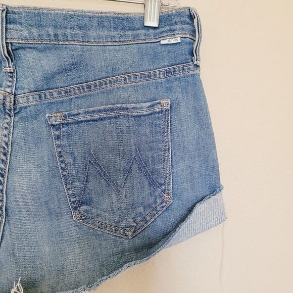 Mother Rascal Slit Flip Jean Shorts Womens 28 Blue High Rise One Smart Cookie - Picture 9 of 10